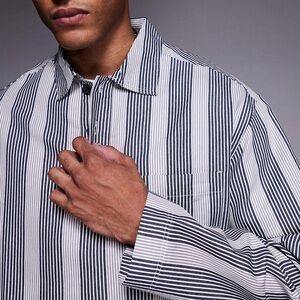 Mens XXL Black & beige striped pullover shirt